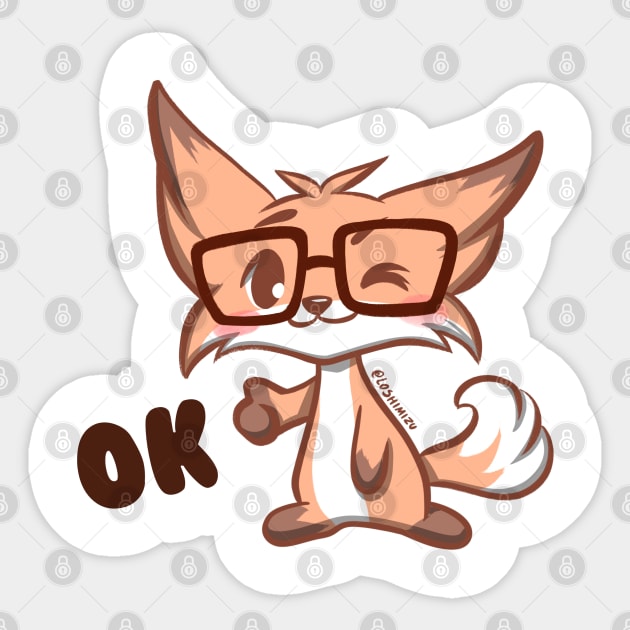 Cute Kawaii Nerd Fox ok good thumbs up Sticker by Kyumotea